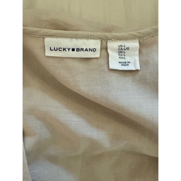 Lucky Brand Romantic Boho Cottagecore Embroidered Dress Size L Prairie Ruffle - Picture 9 of 12